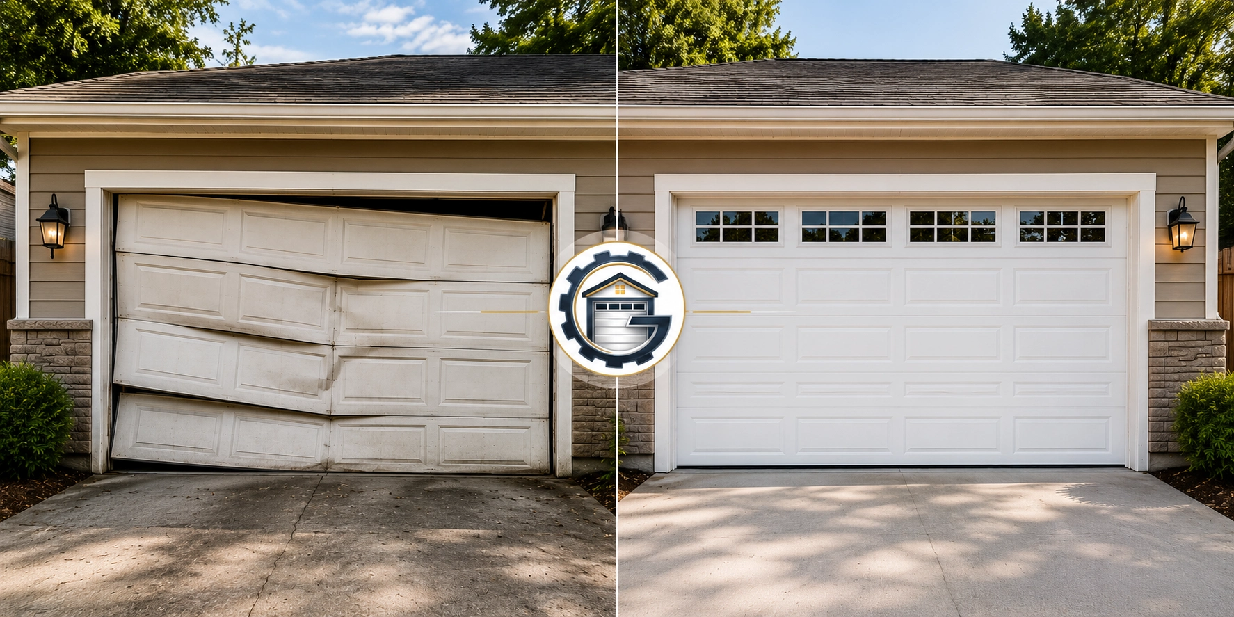 Garage Door Before and After Repair Projects in Spring TX